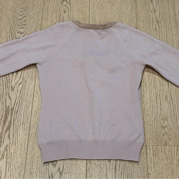 Dolce and Gabbana Pink V-Neck Sweater with Tan Bow